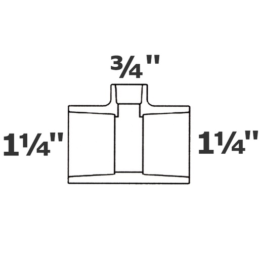 [190-110-001555] T reductor gris 1 1/4 sl x 1 1/4 sl x 3/4 sl sch 40