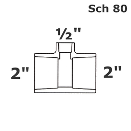 [190-110-002375] T reductor gris 2 sl x 2 sl x 1/2 sl sch 40