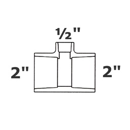 [190-110-002375] Té. gris réduit 2 sl x 2 sl x 1/2 sl sch 40