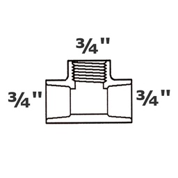 [190-110-000275] T gris 3/4 sl x 3/4 sl x 3/4 FPT sch 40