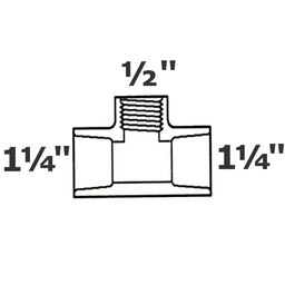 [190-110-001295] Reducer tee grey 1 1/4 sl x 1 1/4 sl x 1/2 FPT sch 40