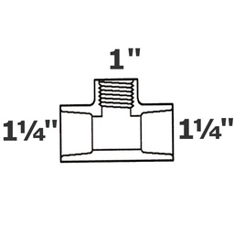 [190-110-001335] Reducer tee grey 1 1/4 sl x 1 1/4 sl x 1 FPT sch 40