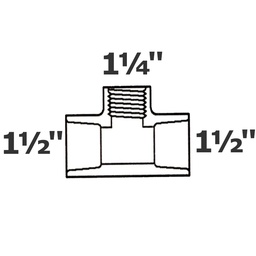 [190-110-001755] Té. gris réduit 1 1/2 sl x 1 1/2 sl x 1 1/4 FPT sch 40