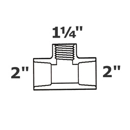 [190-110-002115] Reducer tee grey 2 sl x 2 sl x 1 1/4 FPT sch 40