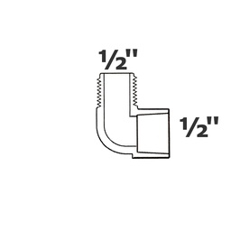 [190-110-002975] Coude gris 90° 1/2 MPT x 1/2 sl sch 40