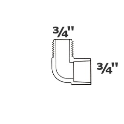 [190-110-003135] Elbow grey 90  3/4 MPT x 3/4 sl sch 40