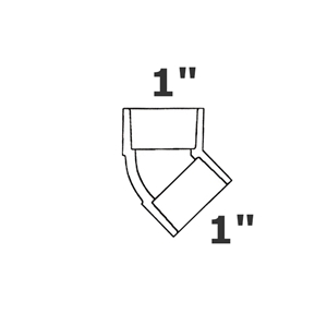 [190-110-003275] Codo gris 45° 1 sl x 1 sl sch 40