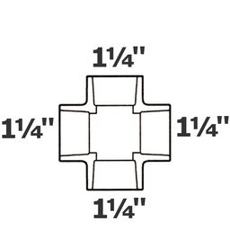 [190-110-008535] Croix grise 1 1/4 sl x 1 1/4 sl x 1 1/4 sl x 1 1/4 sl sch 40