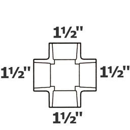 [190-110-008555] Croix grise 1 1/2 sl x 1 1/2 sl x 1 1/2 sl x 1 1/2 sl sch 40