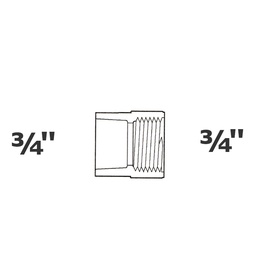 [190-110-005075] Adaptateur gris 3/4 sl x 3/4 FPT sch 40