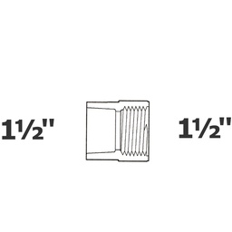 [190-110-005695] Adapter grey 1 1/2 sl x 1 1/2 FPT sch 40