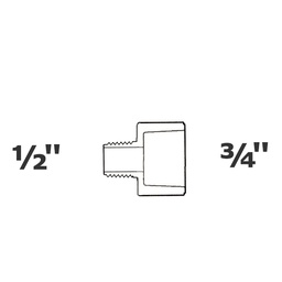 [190-110-006055] Adaptateur gris réduit 1/2 MPT x 3/4 sl sch 40