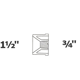 [190-110-007555] Reducido gris 1 1/2 SP x 3/4 FPT sch 40