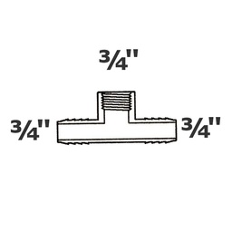 [190-110-000315] T gris 3/4 ins x 3/4 ins x 3/4 FPT
