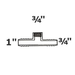 [190-110-001155] Reducer tee grey 1 ins x 3/4 ins x 3/4 FPT