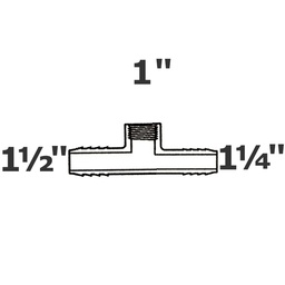 [190-110-001955] Reducer tee grey 1 1/2 ins x 1 1/4 ins x 1 FPT