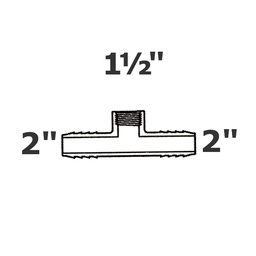 [190-110-002335] Reducer tee grey 2 ins x 2 ins x 1 1/2 FPT