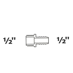 [190-110-004975] Adaptador gris 1/2 MPT x 1/2 ins
