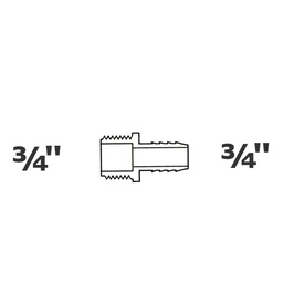 [190-110-005115] Adaptador gris 3/4 MPT x 3/4 ins