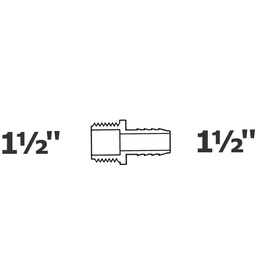 [190-110-005615] Adapter grey 1 1/2 MPT x 1 1/2 ins
