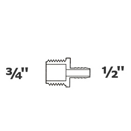 [190-110-006115] Adaptador gris reduce 3/4 MPT x 1/2 ins