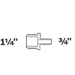 [190-110-006215] Adaptador gris reduce 1 1/4 MPT x 3/4 ins