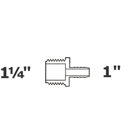 [190-110-006235] Reduced grey adapter 1 1/4 MPT x 1 