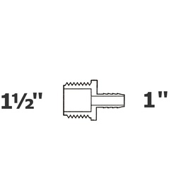 [190-110-006275] Adaptateur gris réduit 1 1/2 MPT x 1 ins