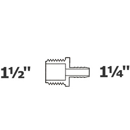 [190-110-006295] Adaptateur gris réduit 1 1/2 MPT x 1 1/4 ins