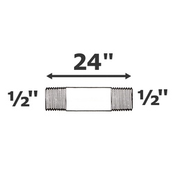 [190-110-009115] Mamelon gris 1/2 MPT x 24" sch 80