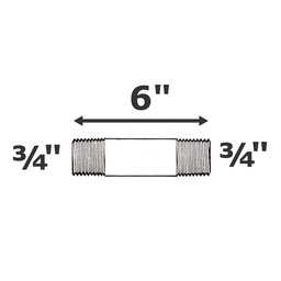 [190-110-009215] Nipple grey 3/4 NPT x 6 sch 80