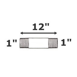 [190-110-009315] Nipple grey 1 NPT x 12 sch 80