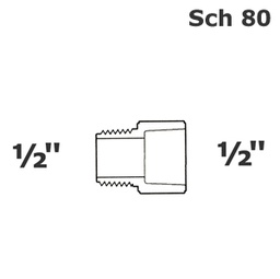 [190-110-004995] Grey Adapter male 1/2' MPT x 1/2 sl sch 80