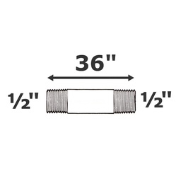 [190-110-009155] Pezón gris 1/2 NPT x 36" sch 80