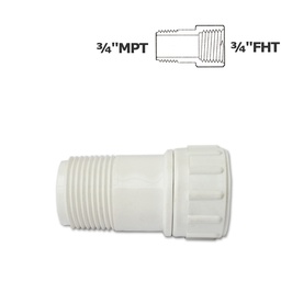 [190-110-005195] Adapter white 3/4" FHT (Hose) x 3/4" FPT Swivel