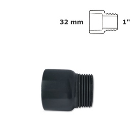 [190-110-041400] Adapter grey 32mm sl x 1" MPT