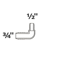 [190-110-002620] Codo gris reducido 90° 3/4 ins x 1/2 ins