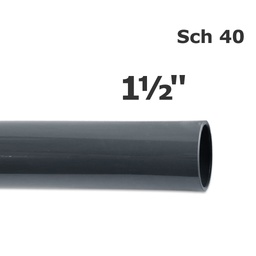 [150-100-051400-20] Sch 40 grey PVC pipe 1 1/2 in. (ID 1.592 in. OD 1.900 in.) (20 ft.)