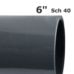 [150-100-052000-20] Sch 40 grey PVC pipe 6 in. (ID 6.031 in. OD 6.625 in.) (20 ft.)