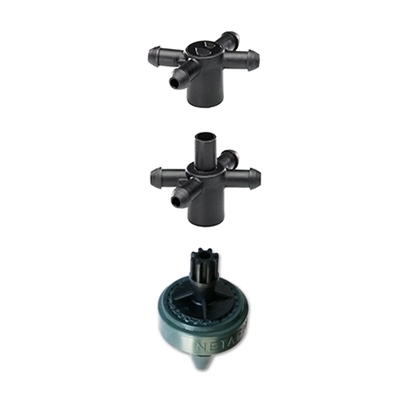 4-way stackable manifold for Woodpecker dripper (100/pk)