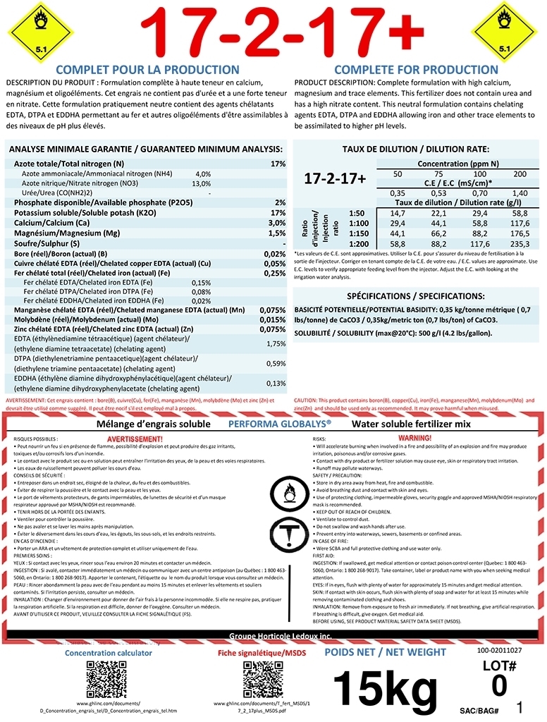 F. Formul soluble 17-2-17+ Performa Globalys