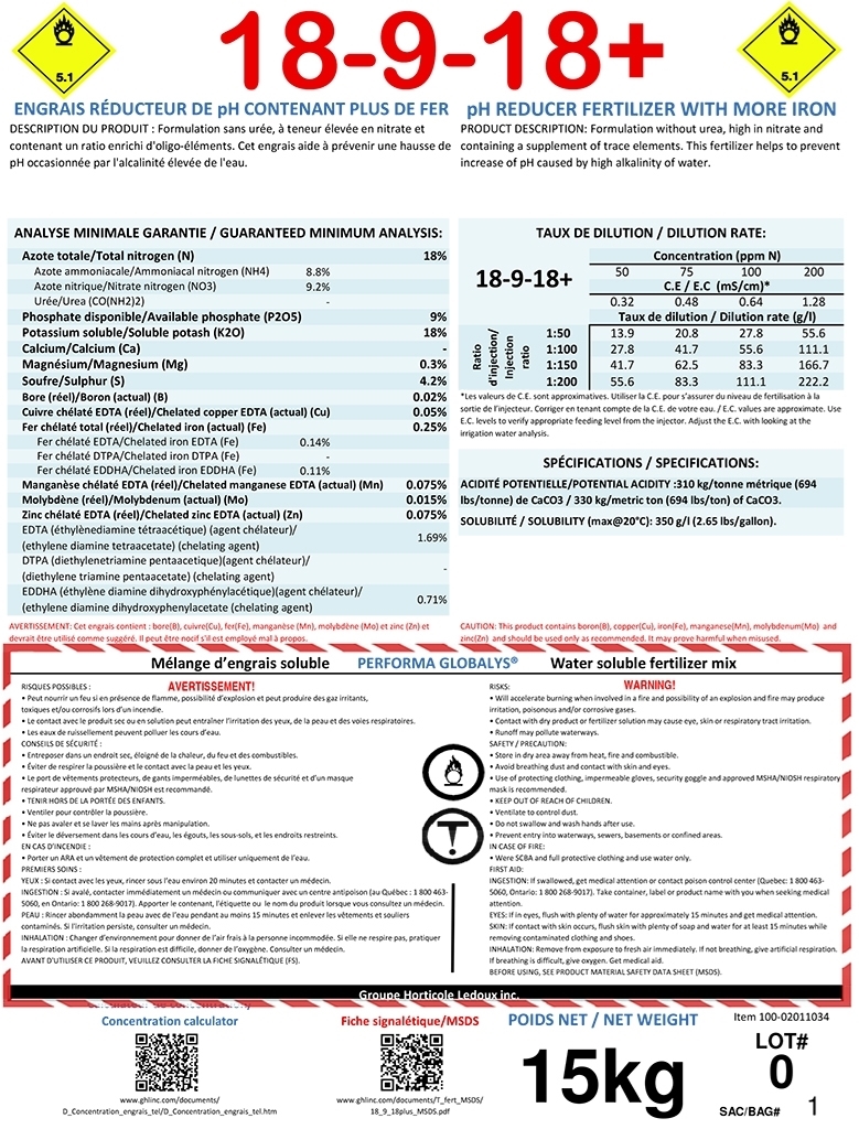 F. Formul soluble 18-9-18+ Performa Globalys