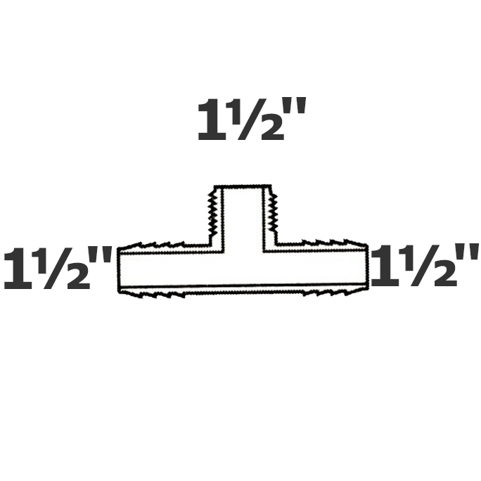 T gris 1 1/2 ins x 1 1/2 ins x 1 1/2 MPT