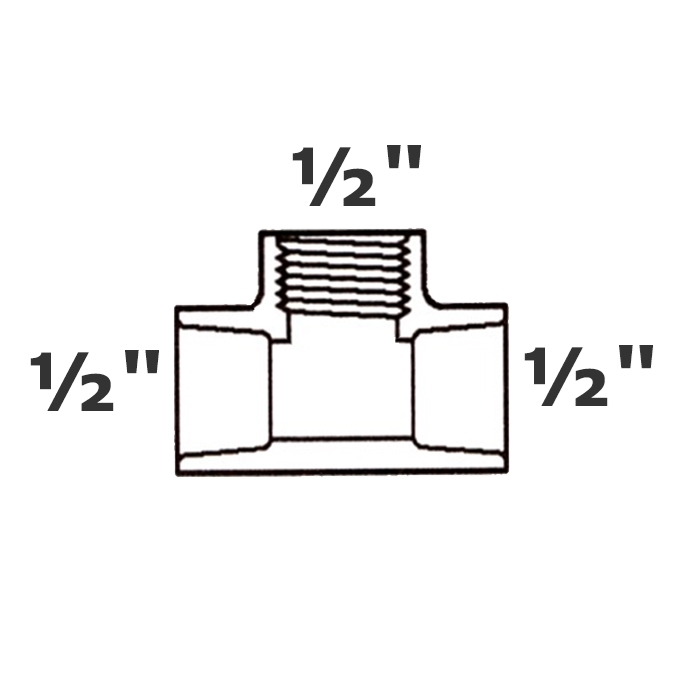 T gris 1/2 sl x 1/2 sl x 1/2 FPT sch 40