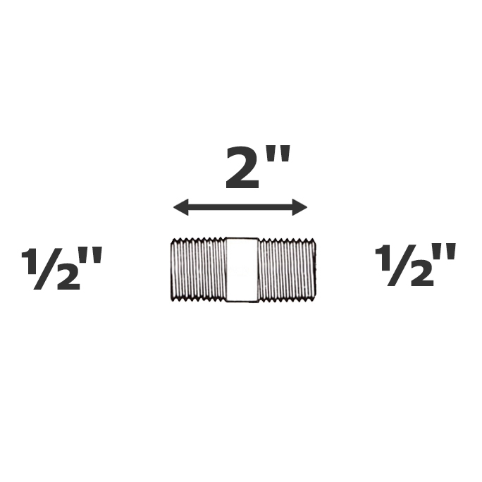 Mamelon gris 1/2 MPT x 3" sch 80 