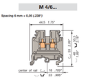 Bloque de terminales gris Entrelec 22-10 AWG 600V 25A