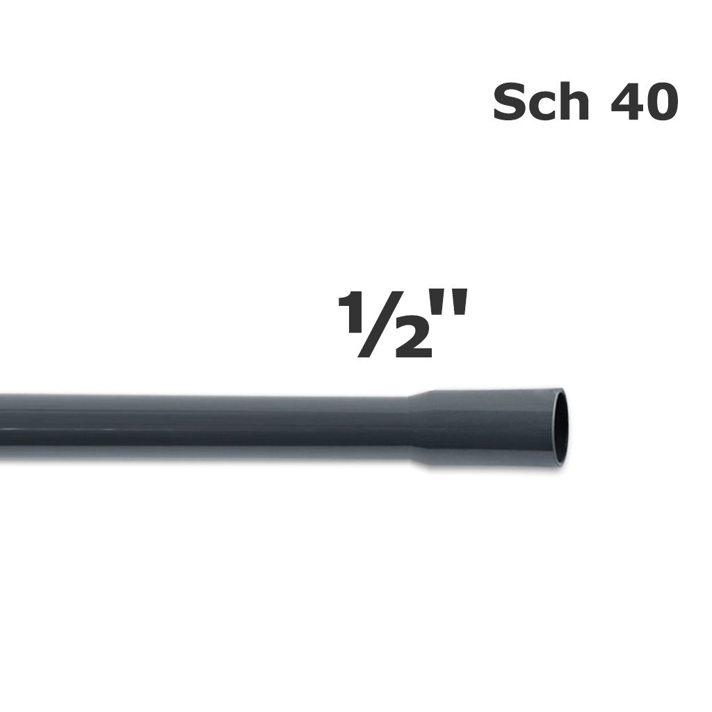 Tubo de PVC gris Sch 40 de 1/2 pulg. (DI 0,608 pulg. DE 0,840 pulg.) (10 pies) tipo campana