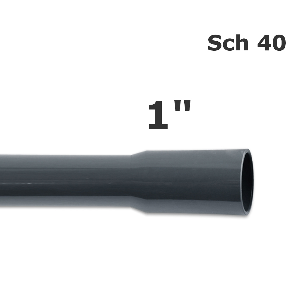 Tubo PVC sch 40 gris 1" (ID 1,033" OD 1,315") campana final
 (10')