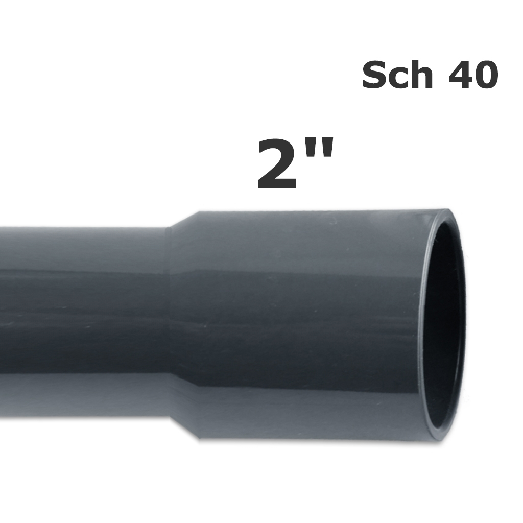 Tubo PVC sch 40 gris 2" (ID 2,049" OD 2,375")  (10') campana final