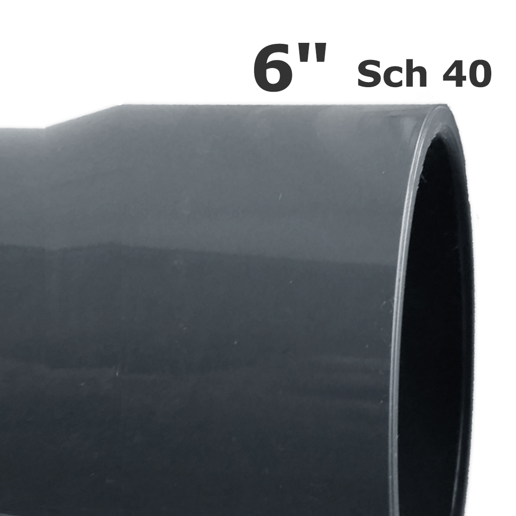 Tubo PVC sch 40 gris 6" (ID 6,031" OD 6,625") campana final (10')